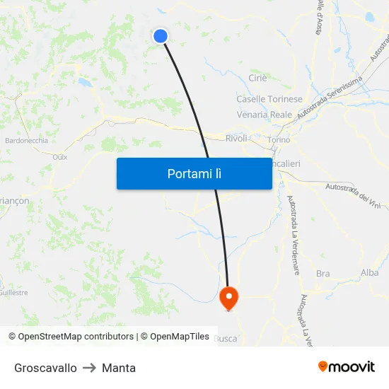 Groscavallo to Manta map