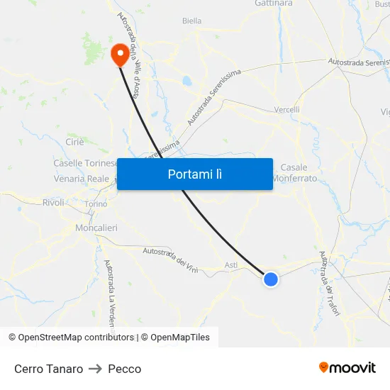 Cerro Tanaro to Pecco map