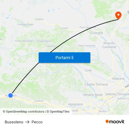 Bussoleno to Pecco map