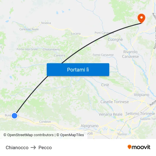 Chianocco to Pecco map