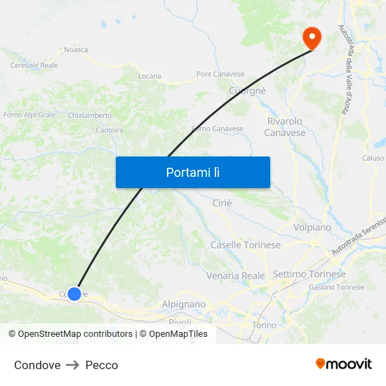 Condove to Pecco map