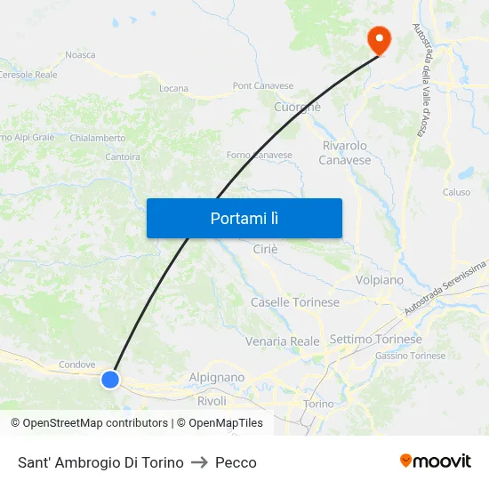 Sant' Ambrogio Di Torino to Pecco map