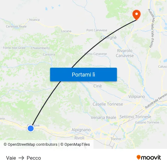 Vaie to Pecco map
