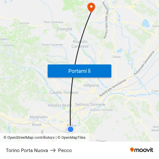 Torino Porta Nuova to Pecco map
