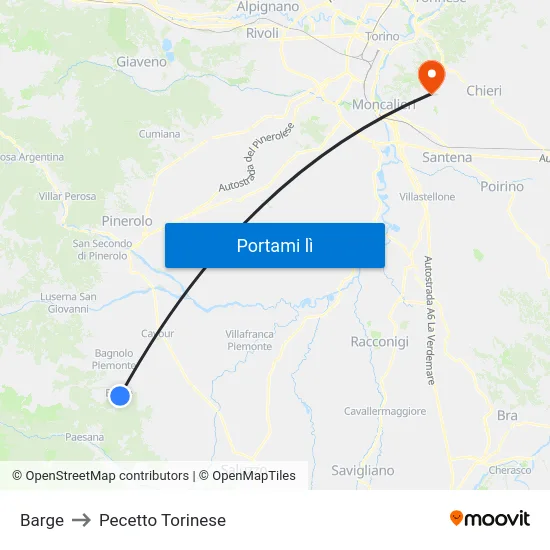 Barge to Pecetto Torinese map