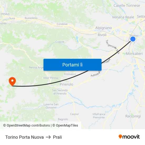 Torino Porta Nuova to Prali map
