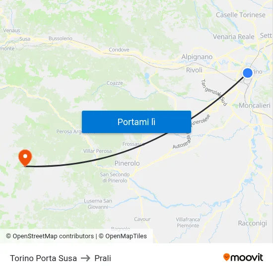 Torino Porta Susa to Prali map