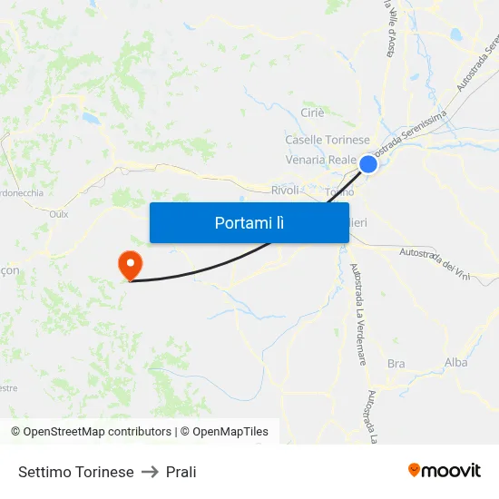 Settimo Torinese to Prali map