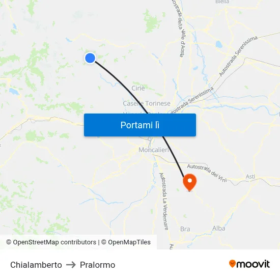 Chialamberto to Pralormo map