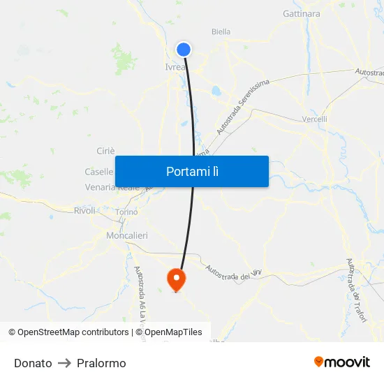 Donato to Pralormo map