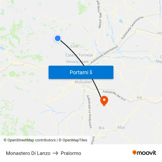 Monastero Di Lanzo to Pralormo map