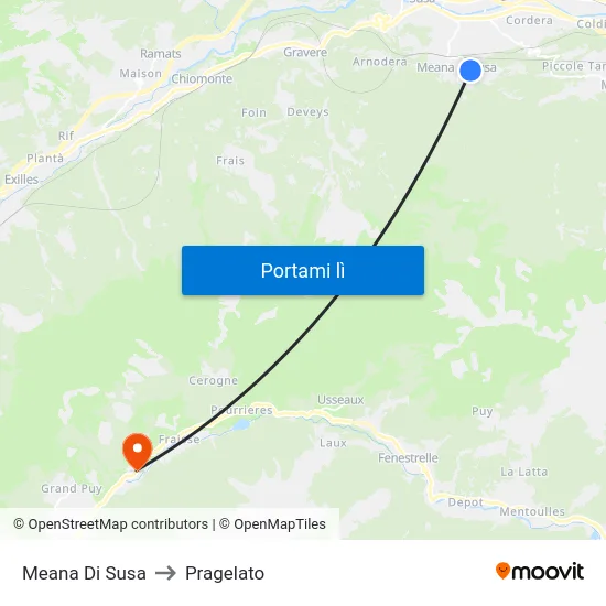Meana Di Susa to Pragelato map