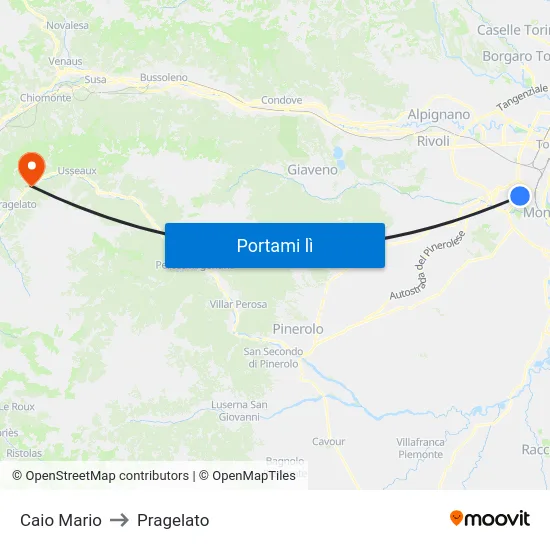 Caio Mario to Pragelato map