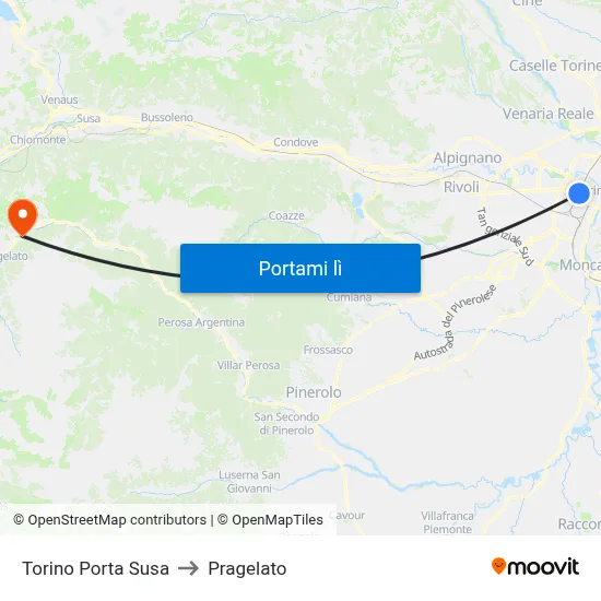 Torino Porta Susa to Pragelato map
