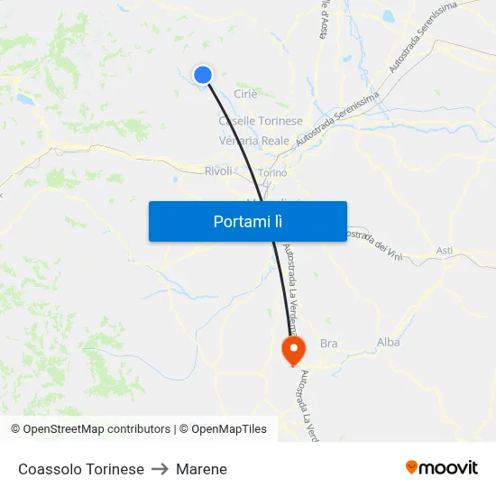 Coassolo Torinese to Marene map