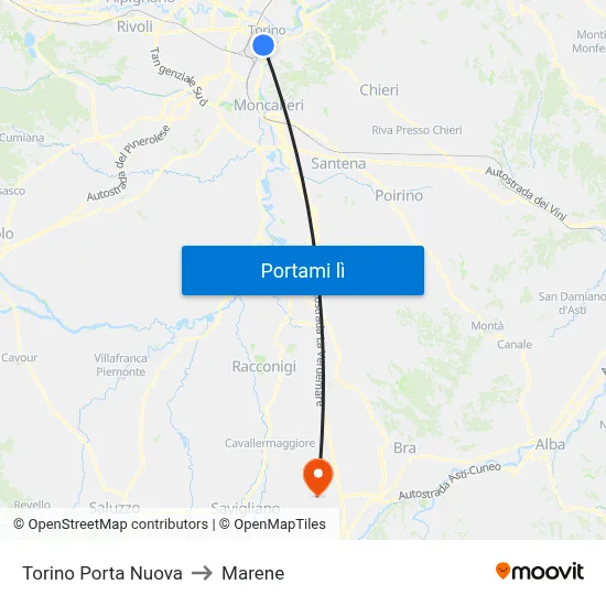 Torino Porta Nuova to Marene map