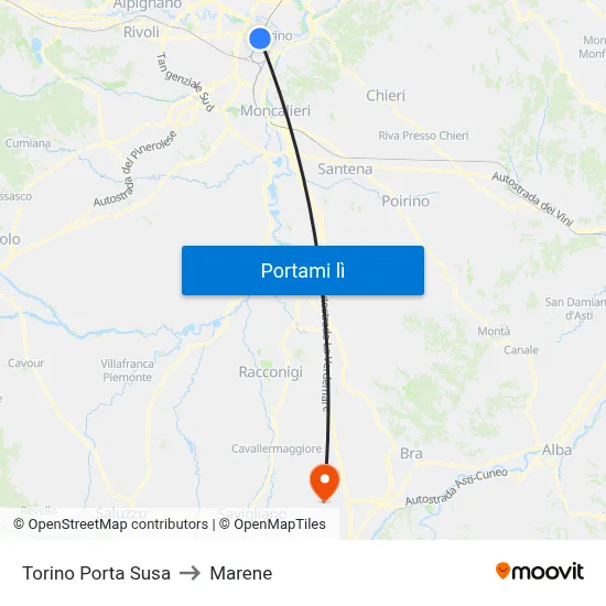 Torino Porta Susa to Marene map