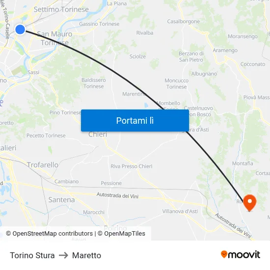 Torino Stura to Maretto map