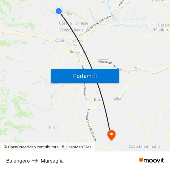 Balangero to Marsaglia map