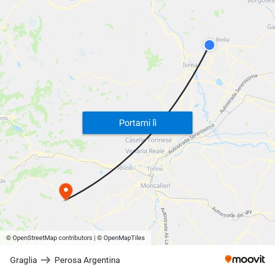 Graglia to Perosa Argentina map