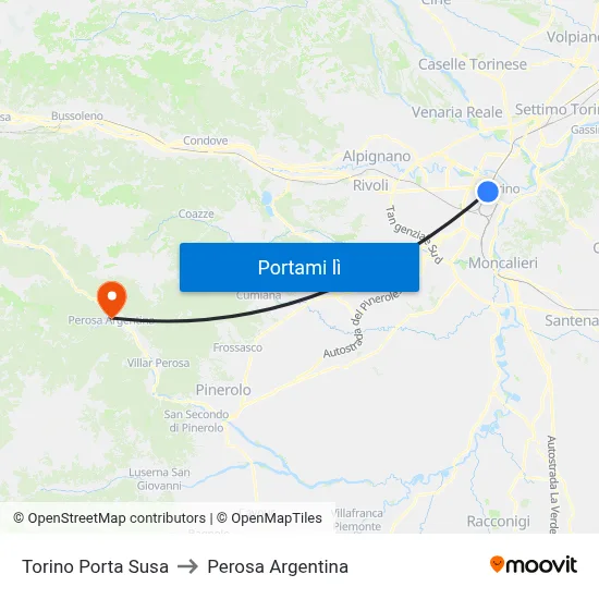 Torino Porta Susa to Perosa Argentina map