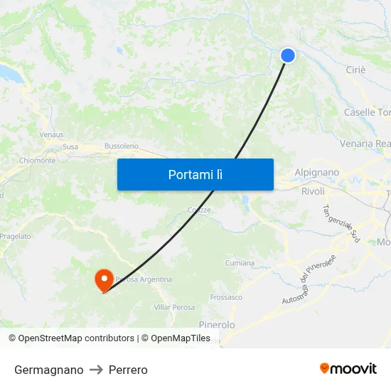 Germagnano to Perrero map