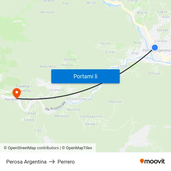 Perosa Argentina to Perrero map