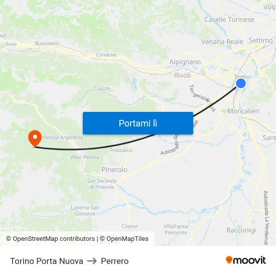 Torino Porta Nuova to Perrero map