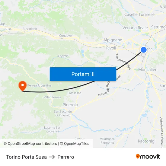 Torino Porta Susa to Perrero map