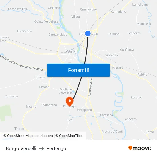 Borgo Vercelli to Pertengo map