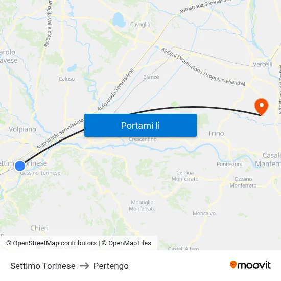 Settimo Torinese to Pertengo map