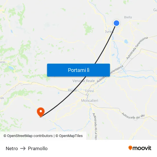 Netro to Pramollo map