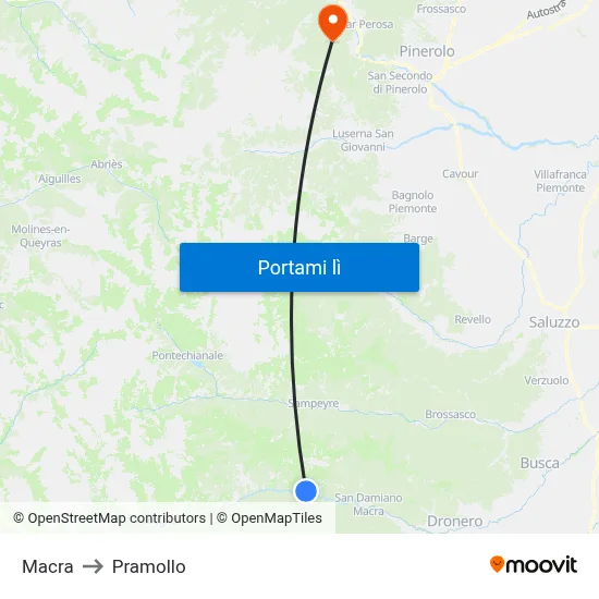 Macra to Pramollo map