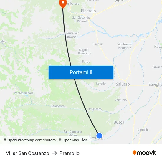 Villar San Costanzo to Pramollo map