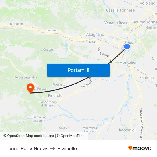 Torino Porta Nuova to Pramollo map