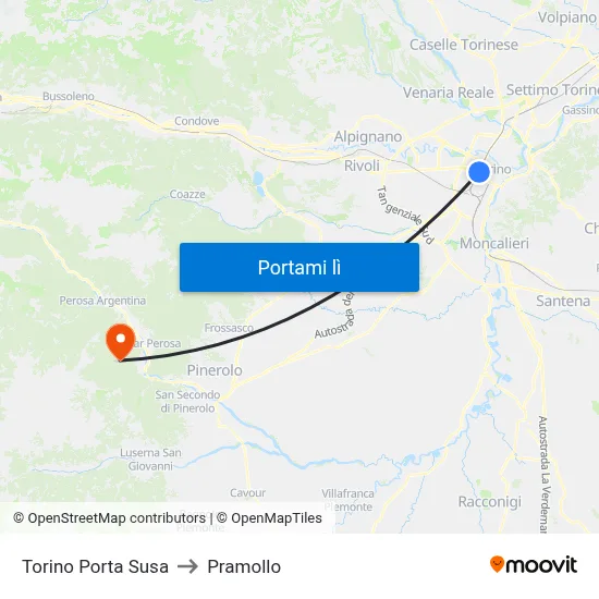 Torino Porta Susa to Pramollo map