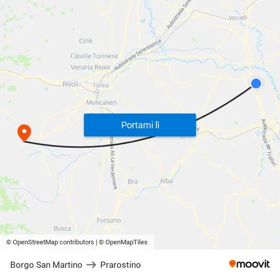 Borgo San Martino to Prarostino map