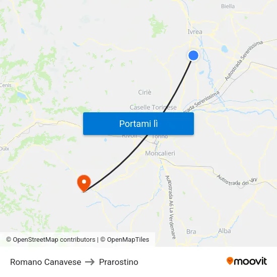 Romano Canavese to Prarostino map