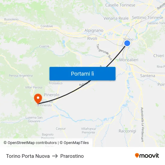 Torino Porta Nuova to Prarostino map