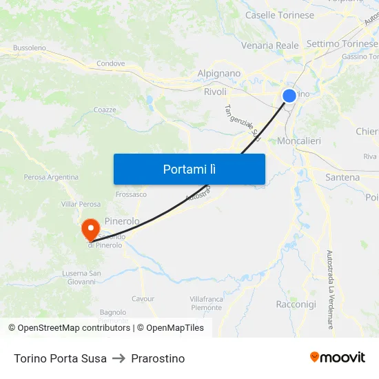 Torino Porta Susa to Prarostino map