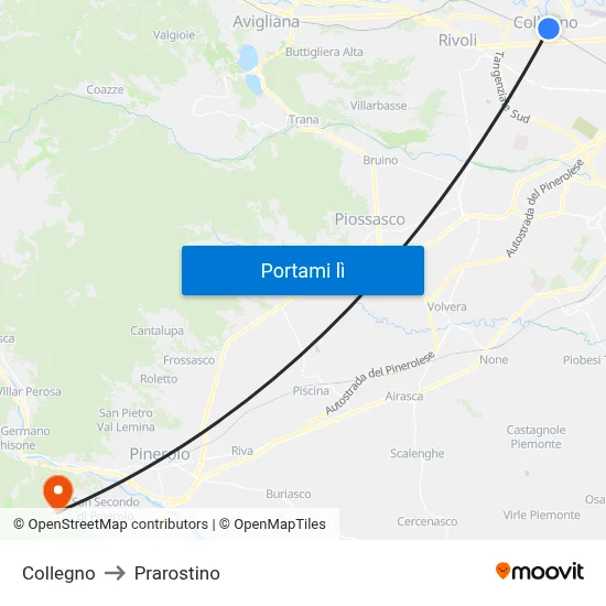Collegno to Prarostino map