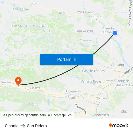 Ciconio to San Didero map