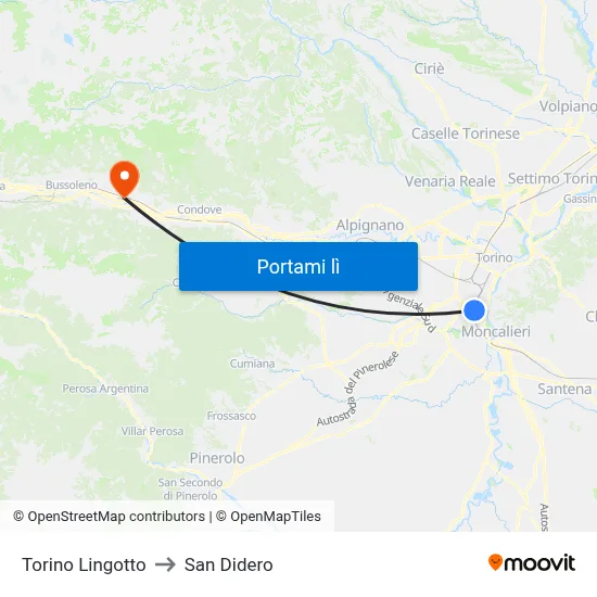 Torino Lingotto to San Didero map