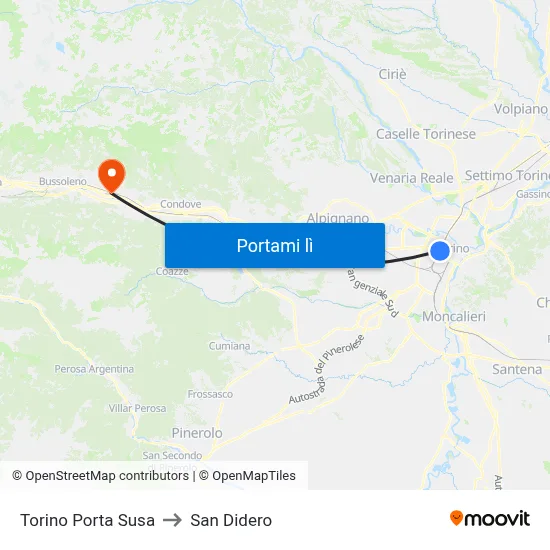 Torino Porta Susa to San Didero map