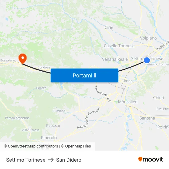 Settimo Torinese to San Didero map