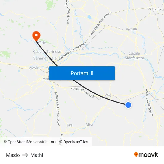 Masio to Mathi map