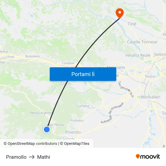 Pramollo to Mathi map