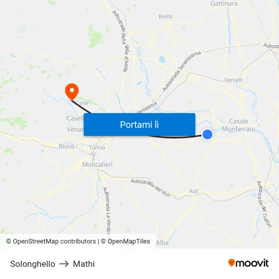 Solonghello to Mathi map