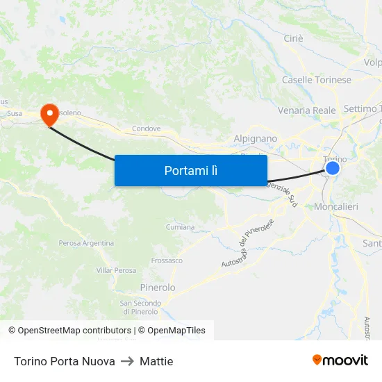 Torino Porta Nuova to Mattie map