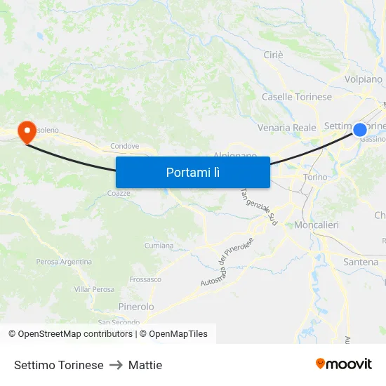 Settimo Torinese to Mattie map